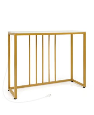 Modern 39-Inch Console Table with Charging Station and Storage