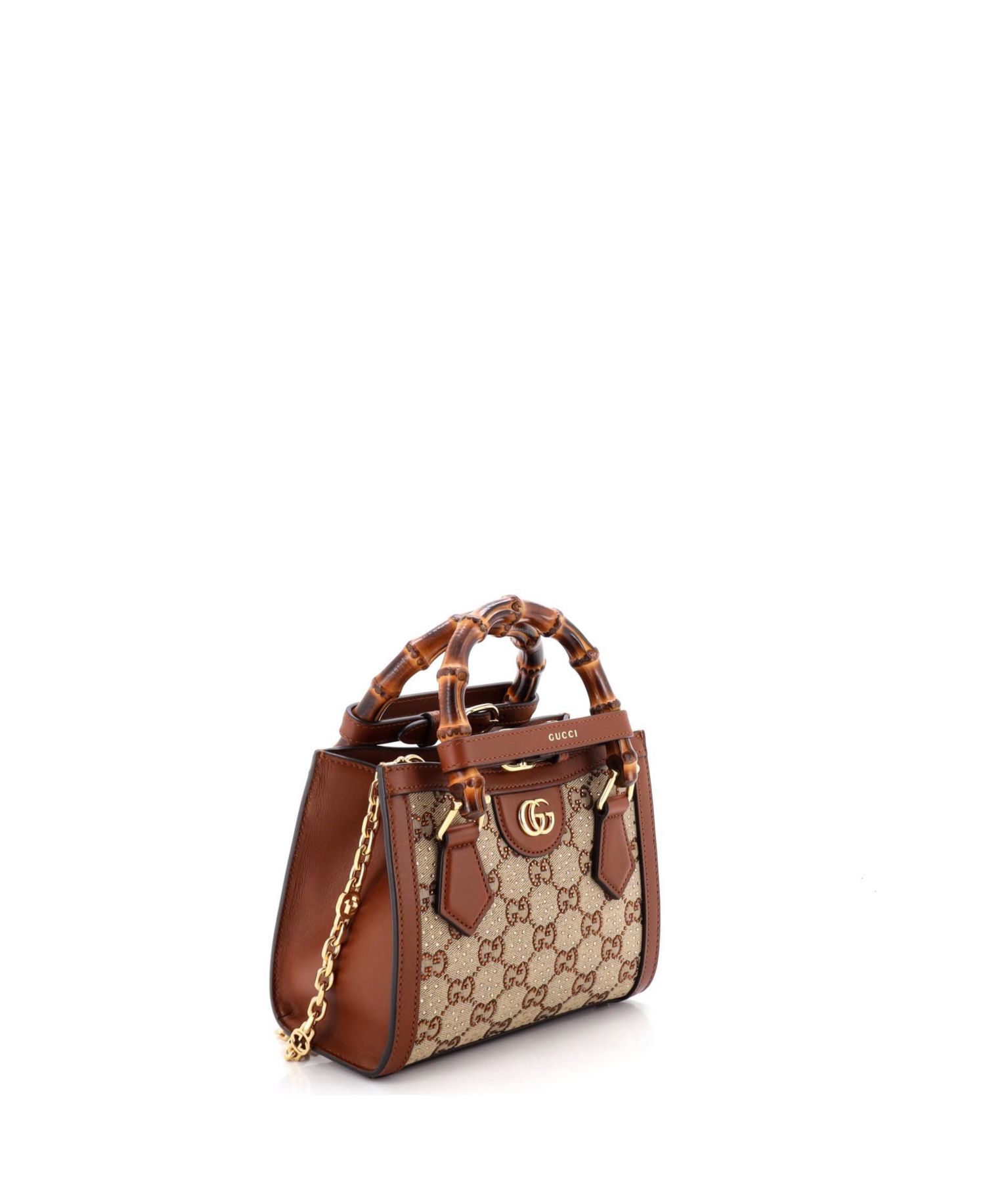 Mini Diana NM Bamboo Handle Tote Crystal Embellished GG Canvas