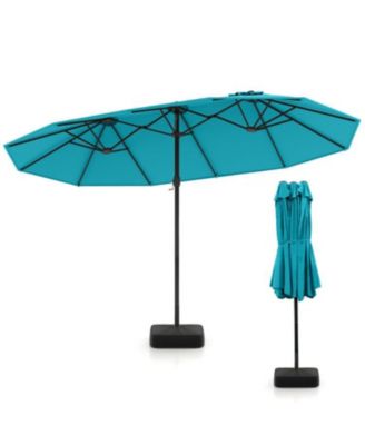 Double-Sided Twin Patio Umbrella with Crank and Base