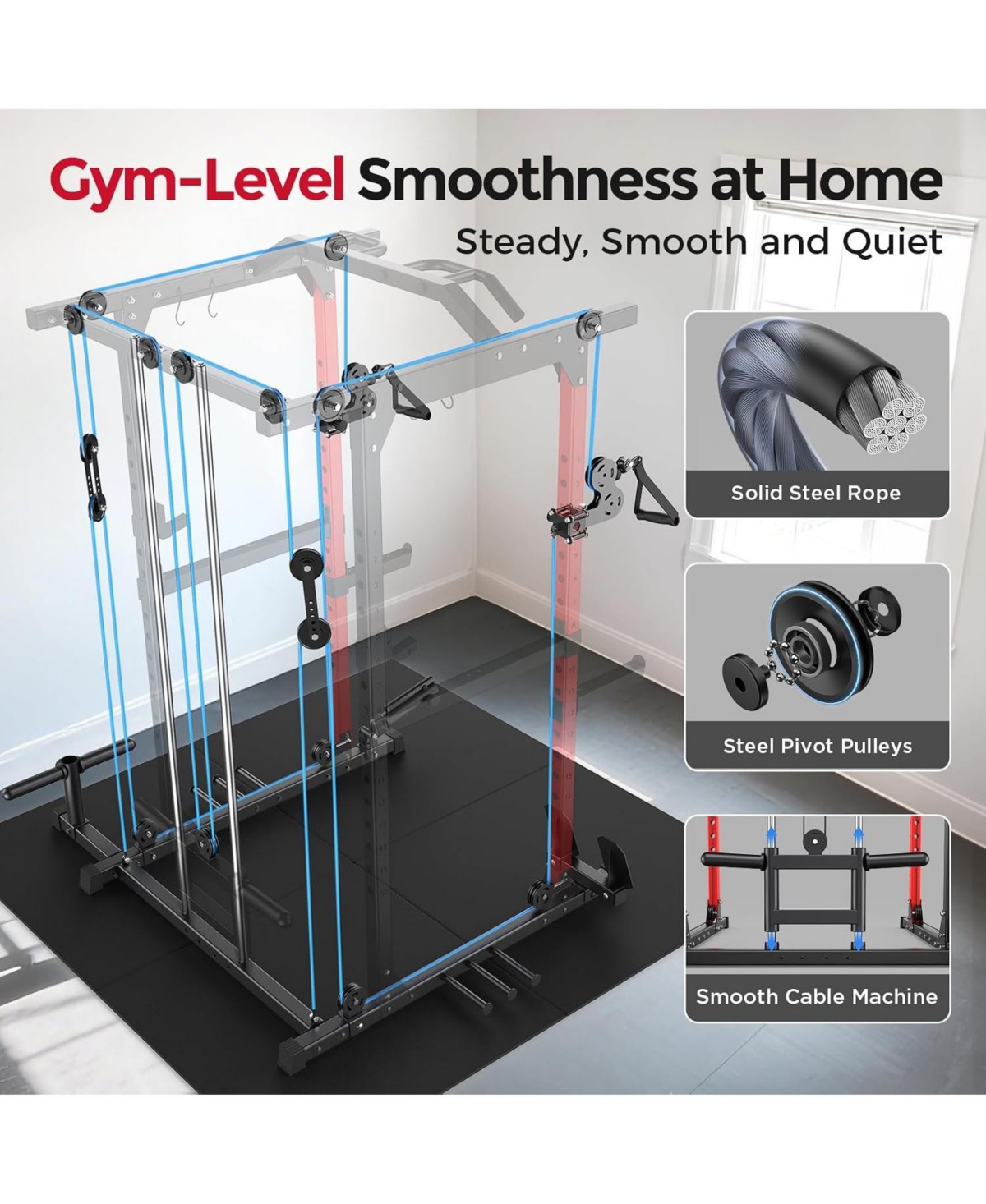Fed Fitness Power Cage, 1500LBS Multi-Function Power Rack with Dual Cable Crossover System, Weight Cage
