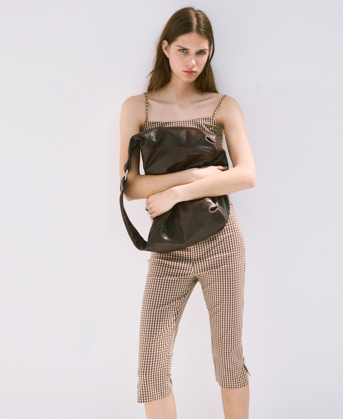 Mango Women's Gingham Capri Pants