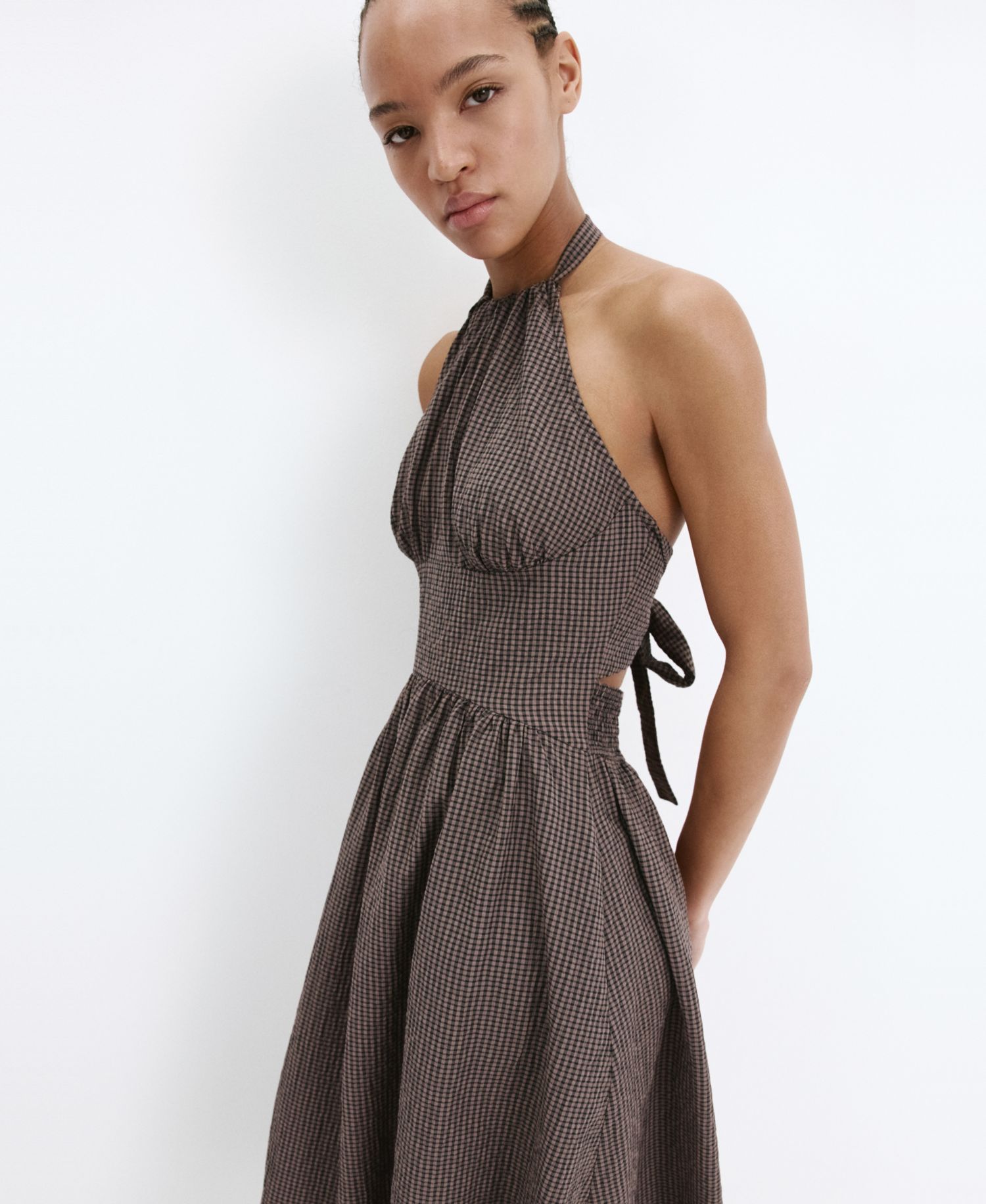 Women's Gingham Halter Dress