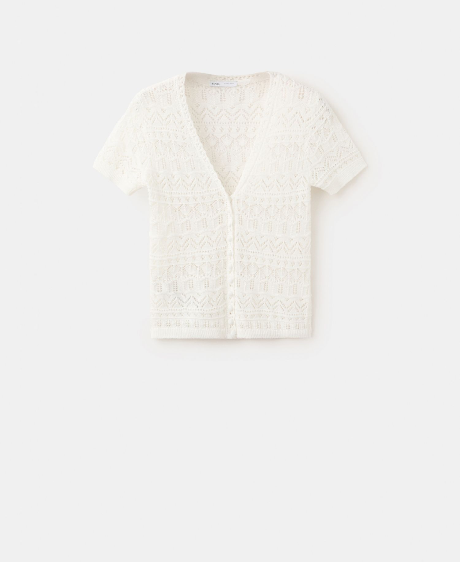 Women's Short-Sleeve Open-Knit Cardigan Sweater