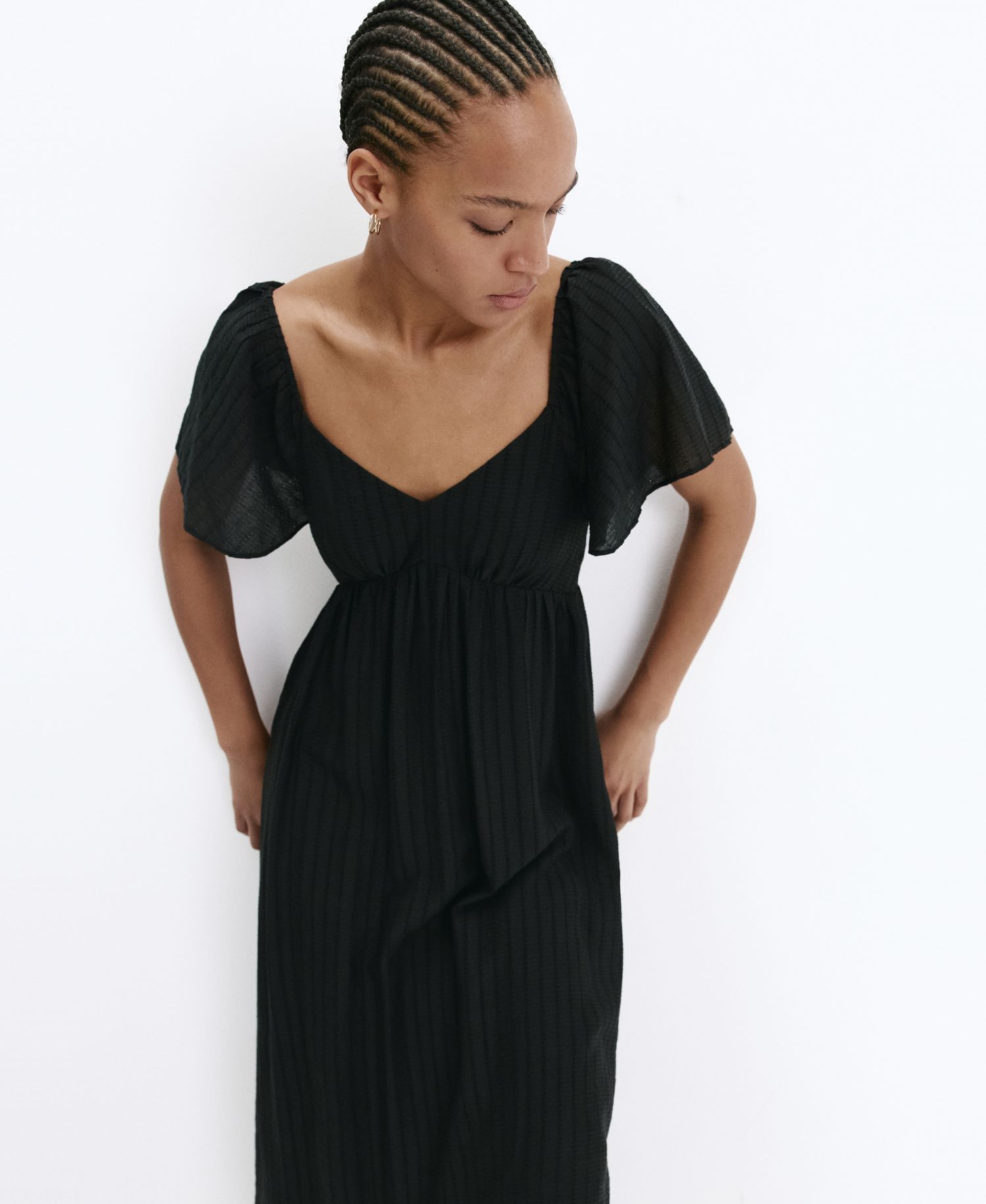 Women's Gathered Detail Textured Dress