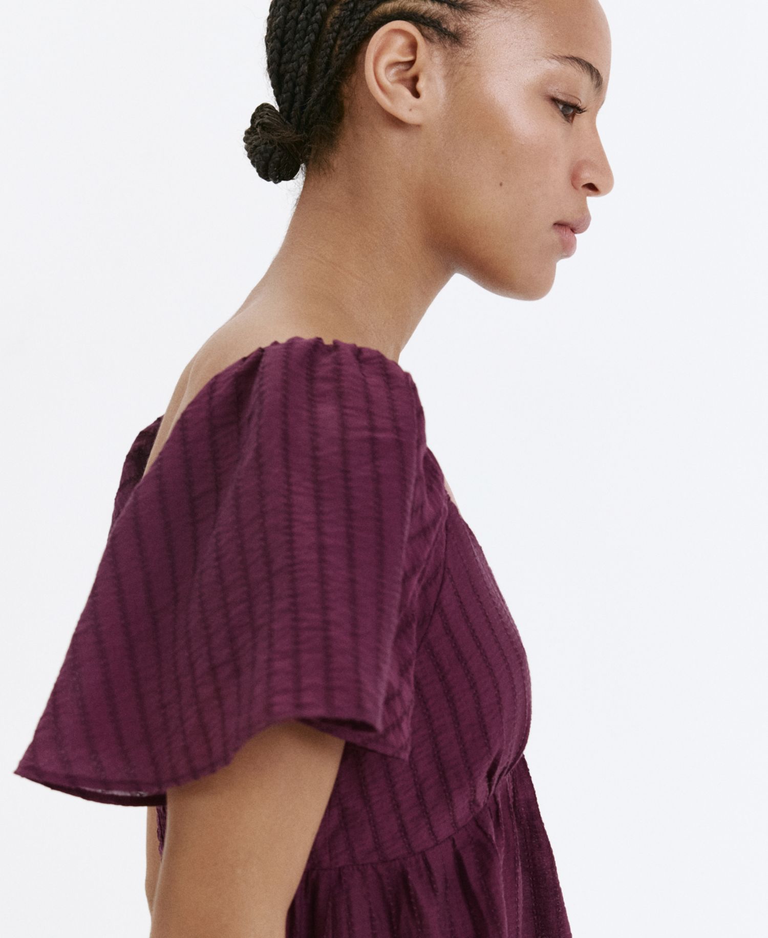 Women's Gathered Detail Textured Dress