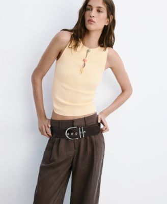 Women's Beads Ribbed Top