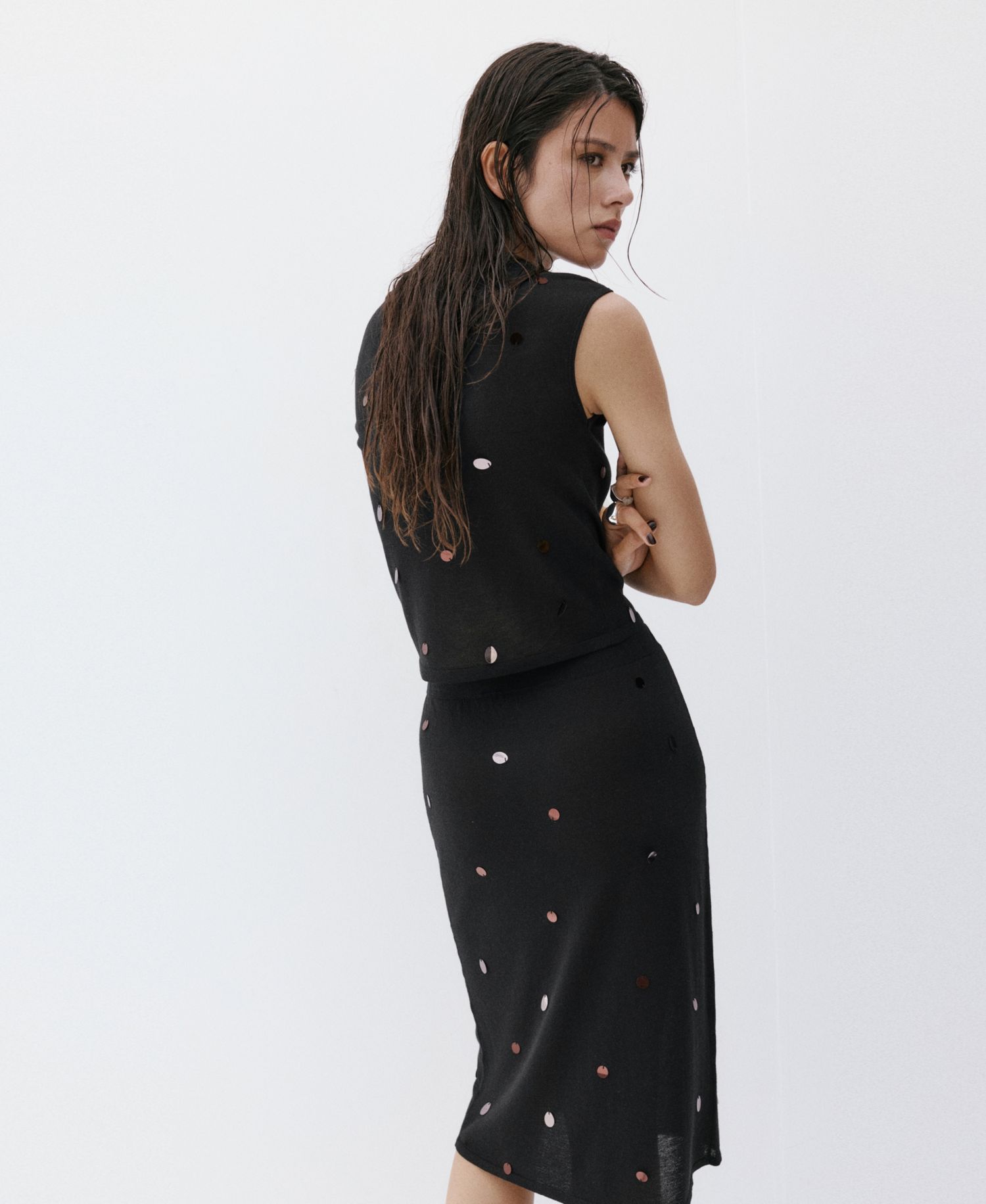 Women's Short-Sleeve Sequined Top