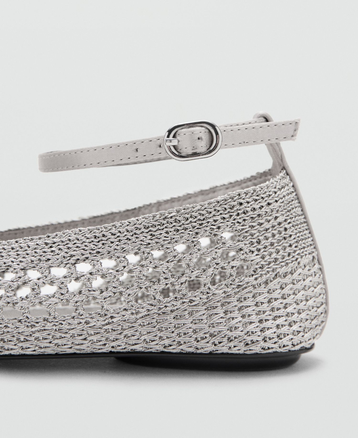Women's Ankle Strap Crocheted Ballet Flats