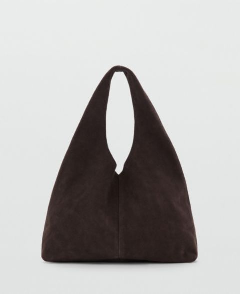 Женская сумка MANGO Suede Shopper, цвет: Тёмный коричневый