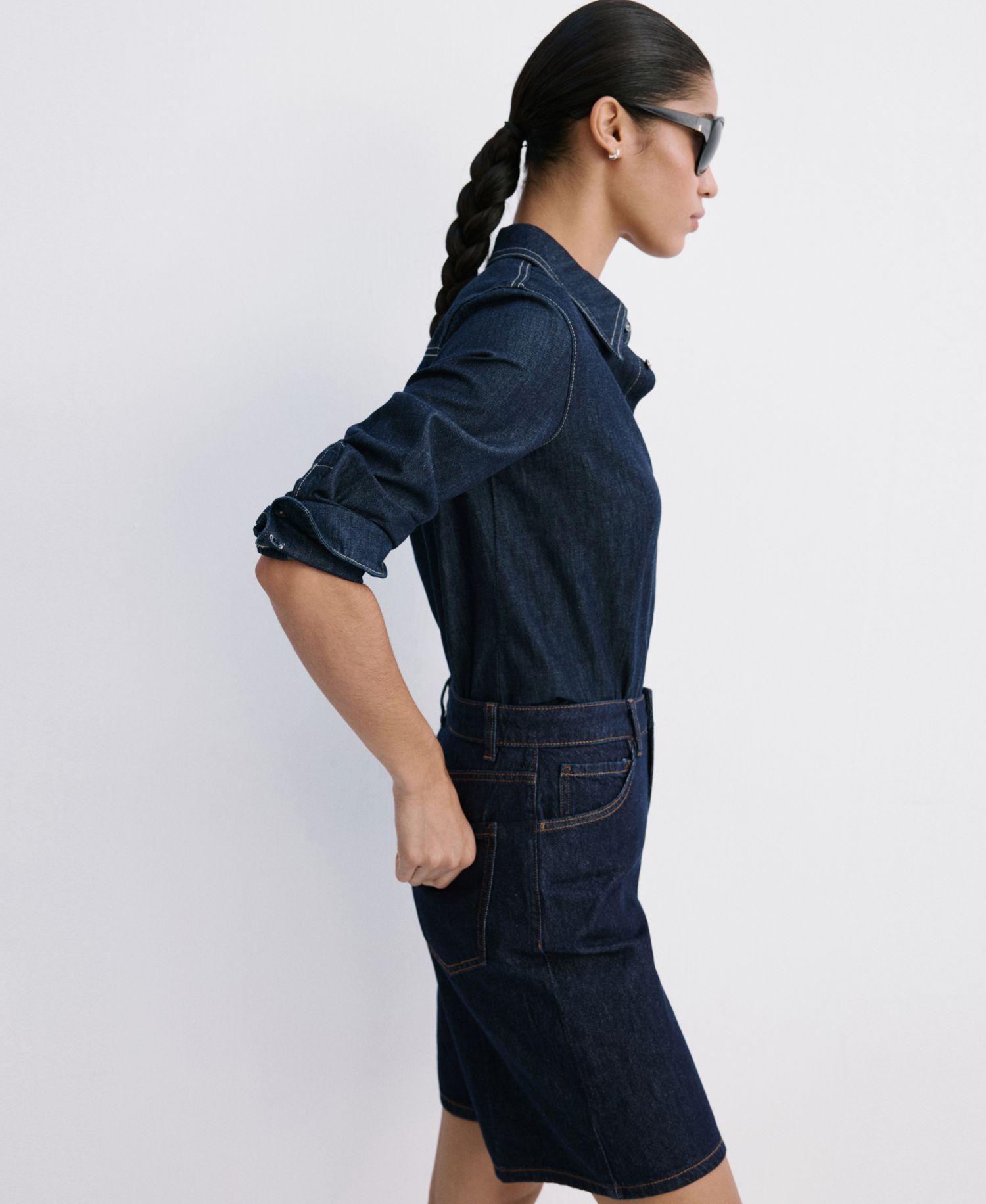 Women's High-Waist Straight-Fit Denim Shorts