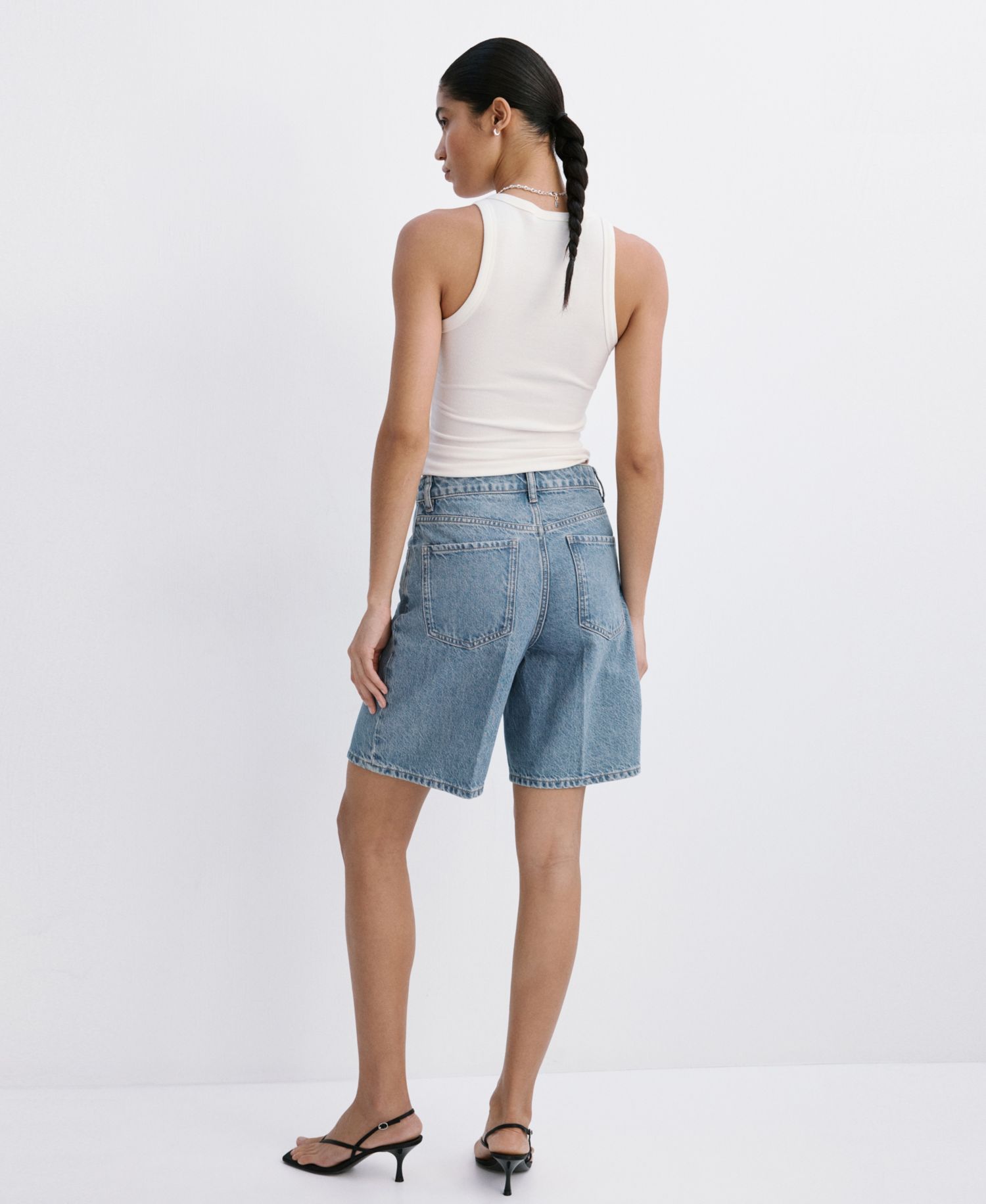 Women's High-Waist Straight-Fit Denim Shorts