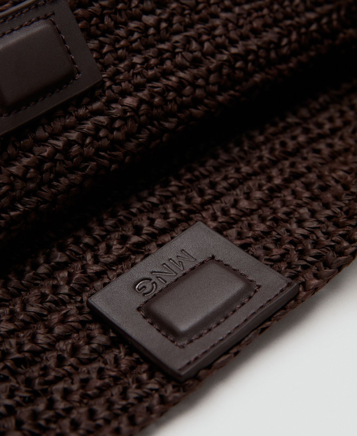 Женская сумка MANGO Natural-Fiber Buckle Detail Shopper, цвет: Тёмный коричневый — фото 3