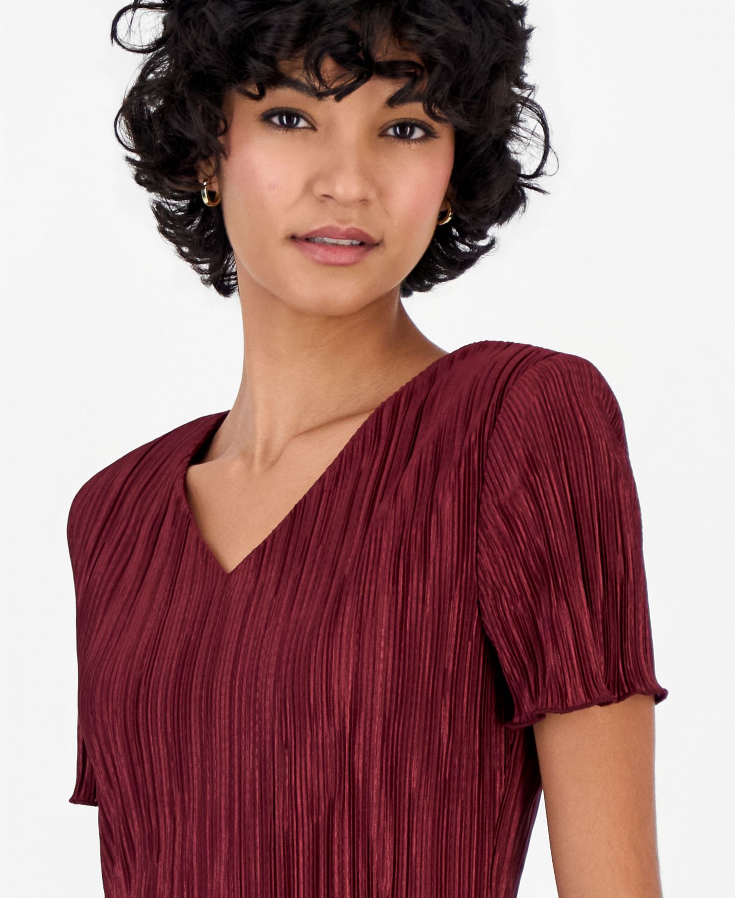 Petite V-Neck Tiered Short-Sleeve Sheath Dress