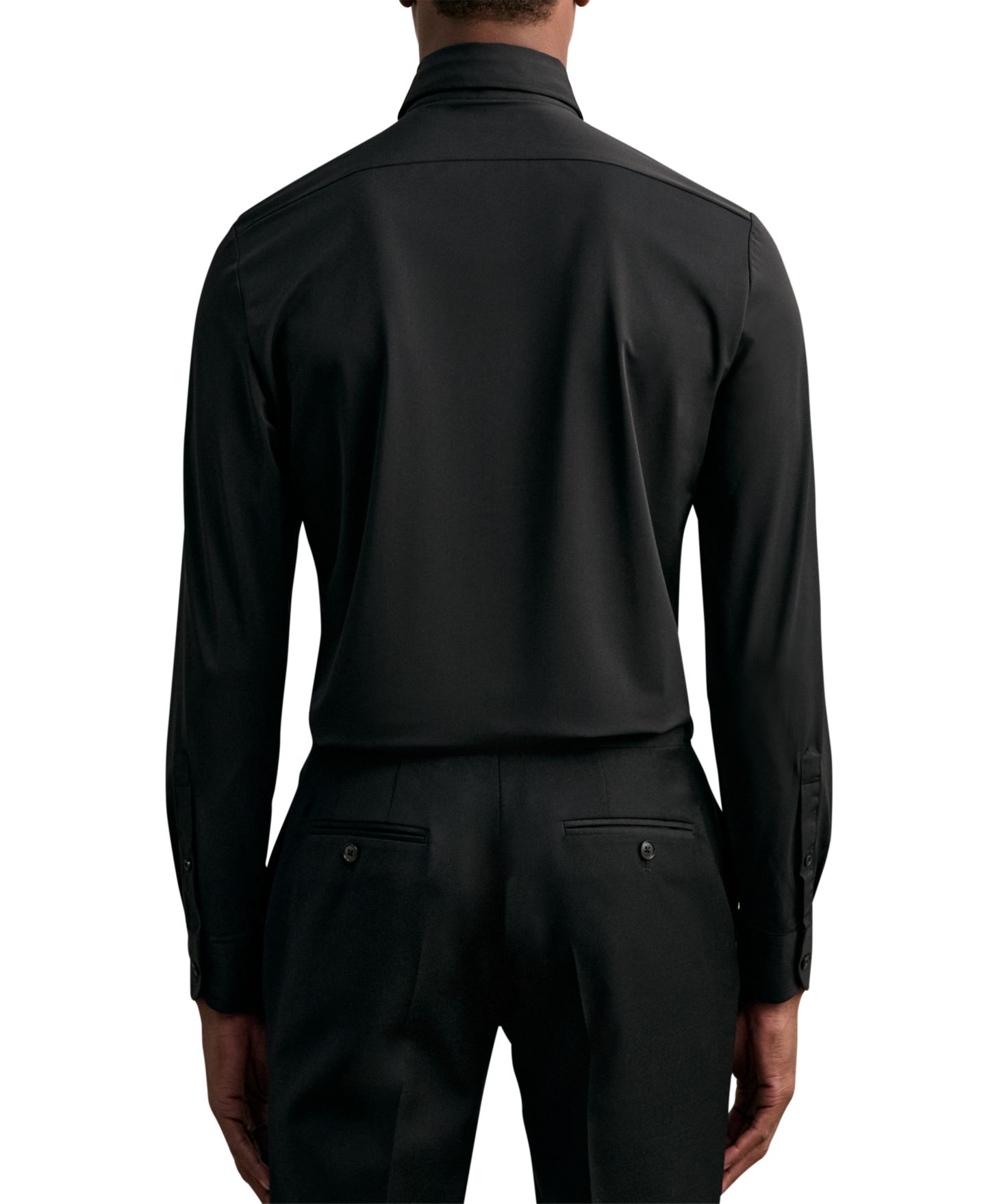 Мужская рубашка REISS Voyager Long-Sleeve Slim-Fit Travel Dress Shirt, цвет: Чёрный — фото 5