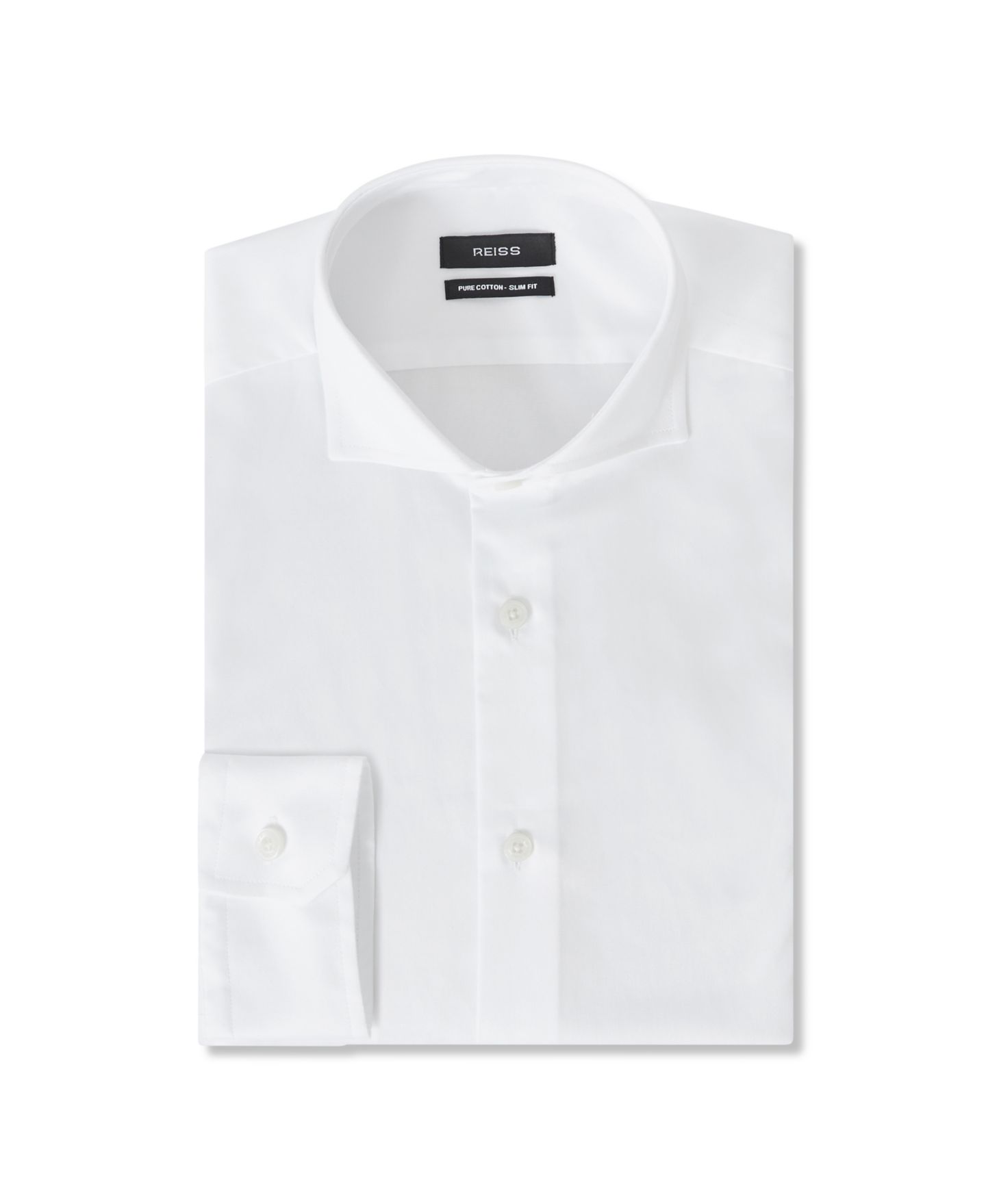 Мужская рубашка REISS Storm Slim Cotton-Twill Two-Fold Slim-Fit Dress Shirt, цвет: Белый — фото 2