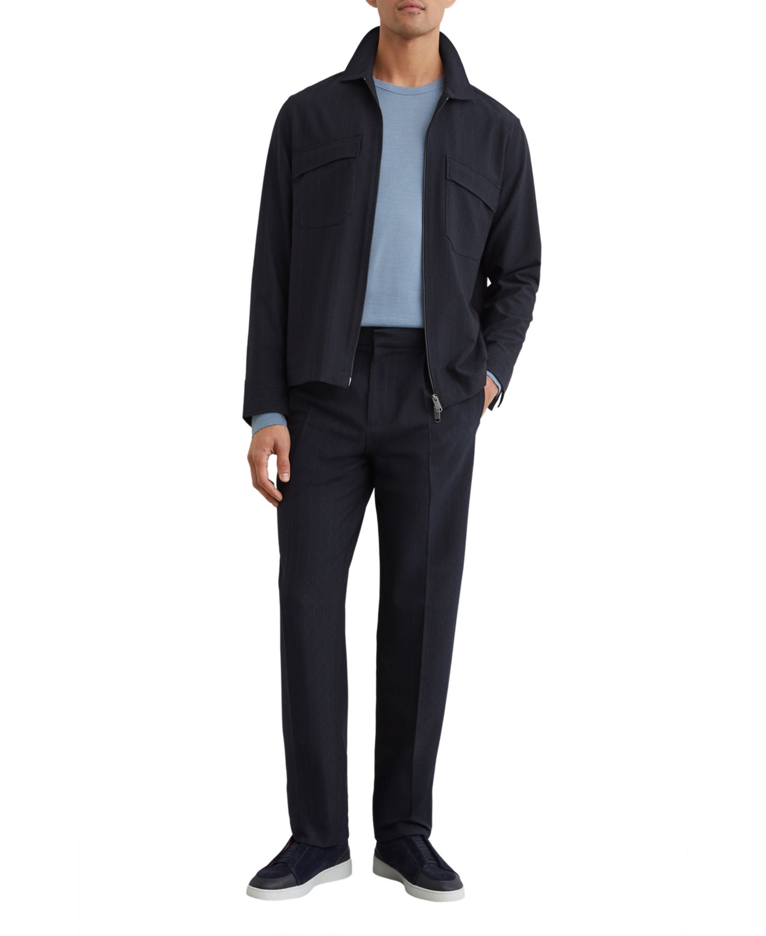 Men's Sidney Trouser Stripe Tapered Pleated Pants