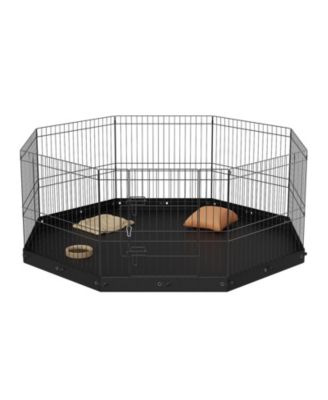 Dog Playpen 8 Panels Foldable Metal Dog Exercise Pen with Bottom Pad 24" H