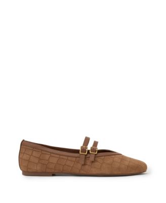 Women's Eliza Croc-Embossed Suede Ballet Flats