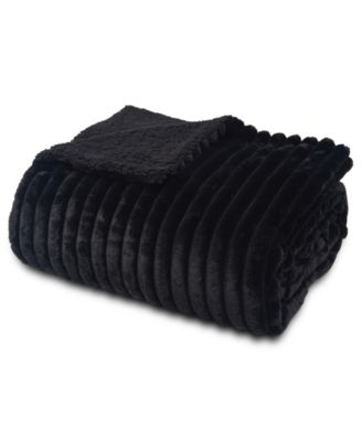 Ultra-Soft Ribbed Faux Fur to Sherpa Blanket, Twin