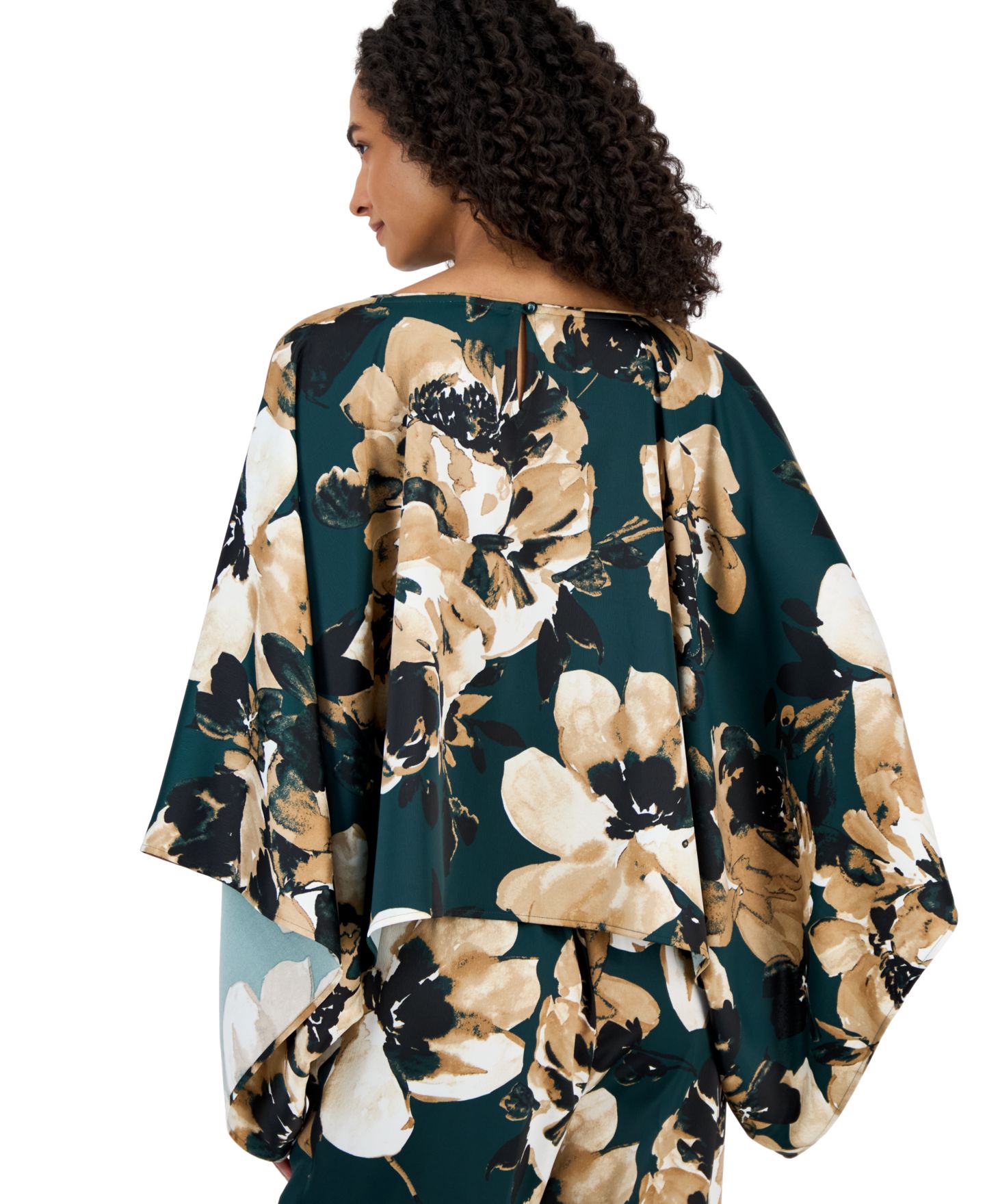 Женская блузка Anne Klein Bateau Neck Dolman Sleeve Cape, цвет: Сосновый тёмно-зелёный разноцветный — фото 5