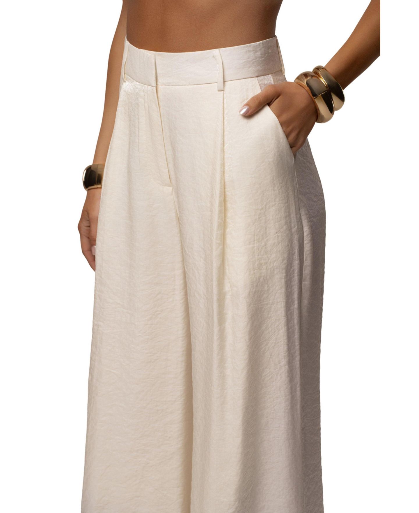 Женские брюки JLUXLABEL Monaco Wide Leg Pant, цвет: Слоновая кость — фото 4