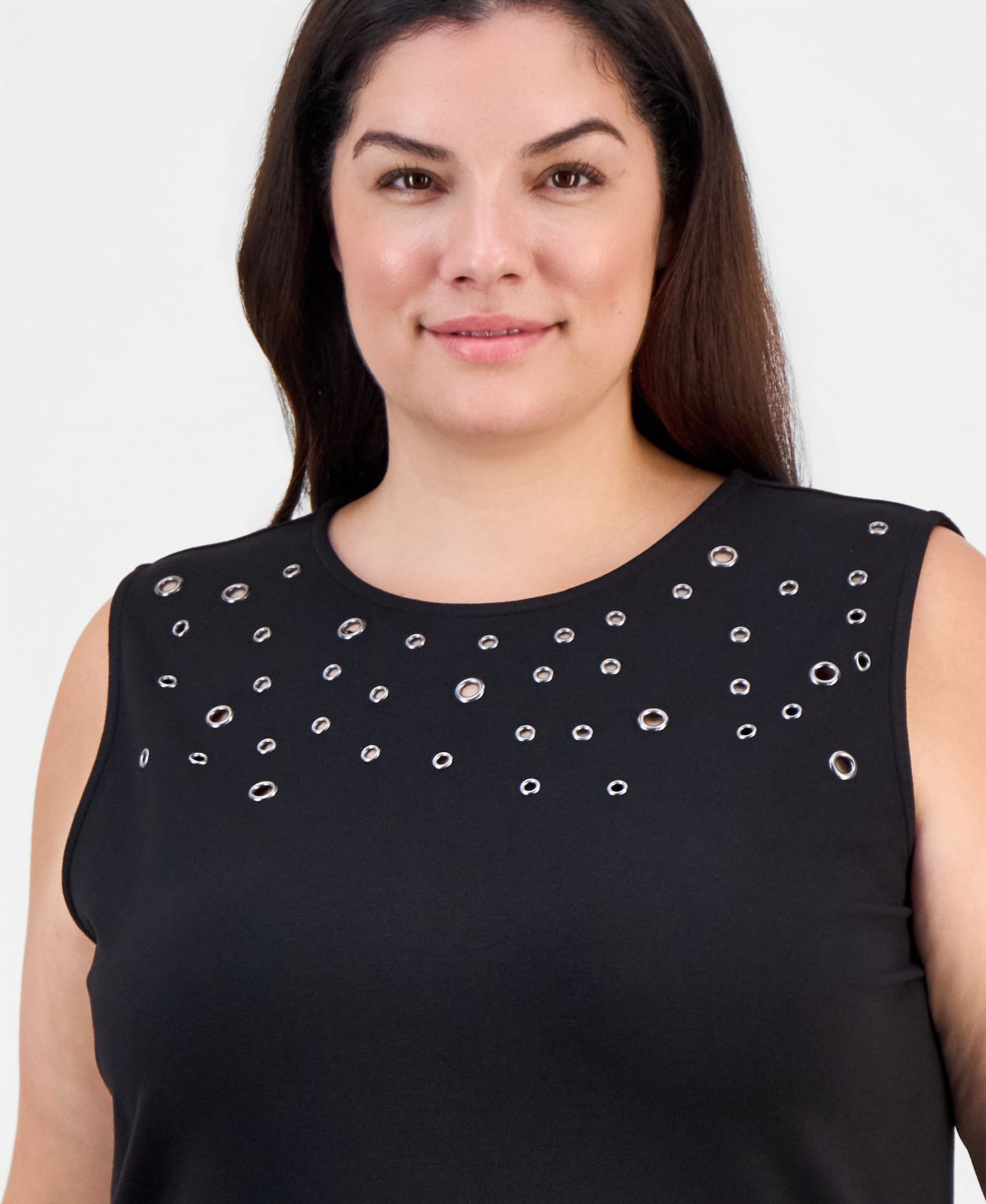 Plus Size Sleeveless Grommeted Top