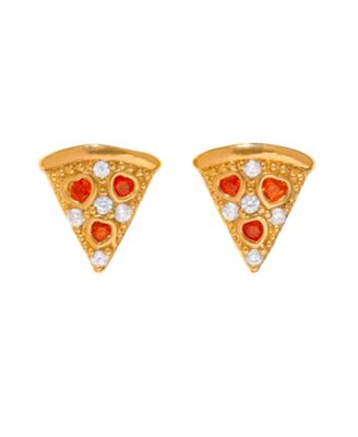 Crystal Pepperoni Pizza Stud Earrings