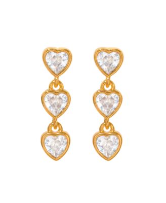 Crystal Falling Hearts Dangle Earrings