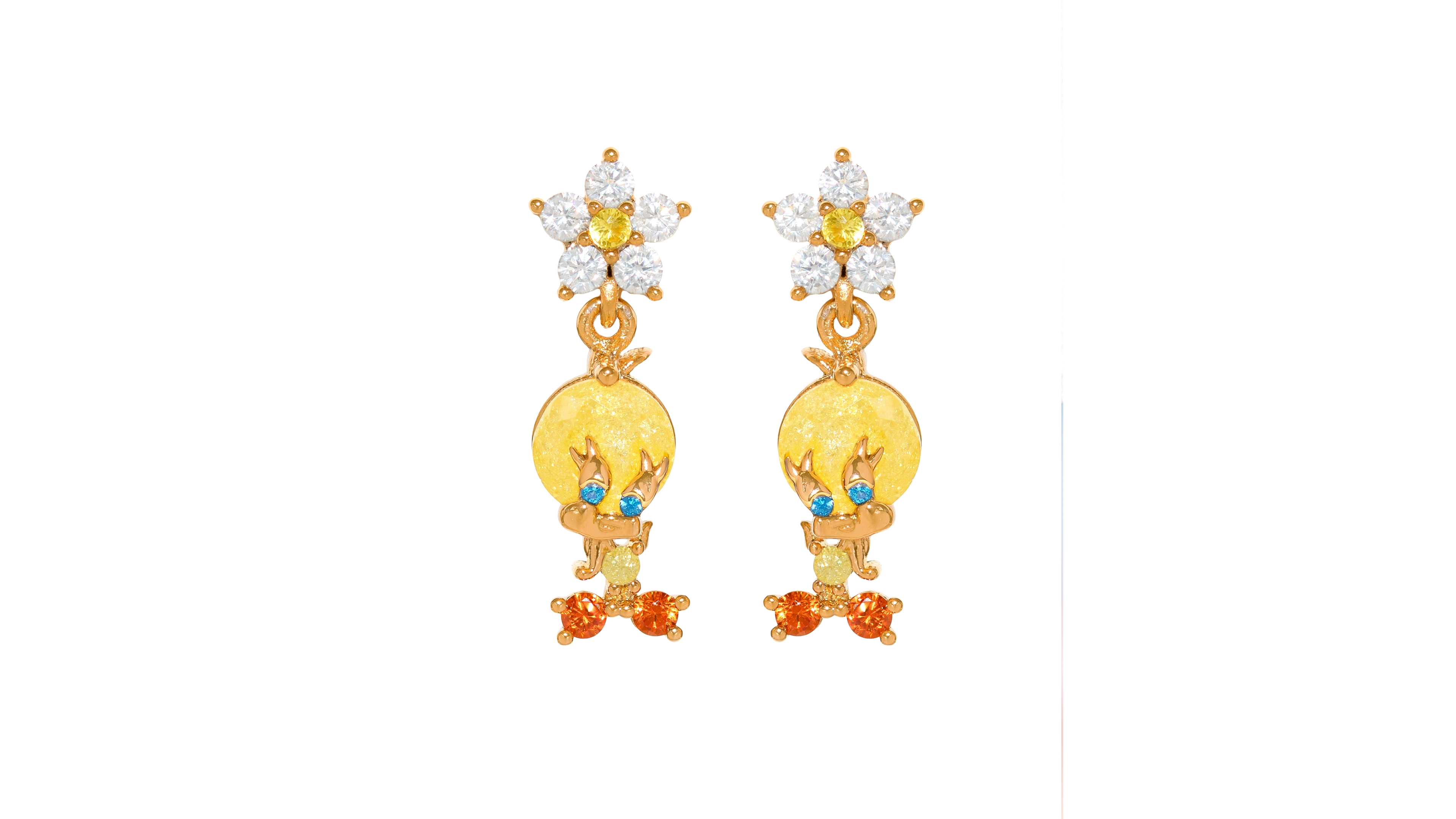 Girls Crew Crystal Looney Tunes Tweety Bird Earrings
