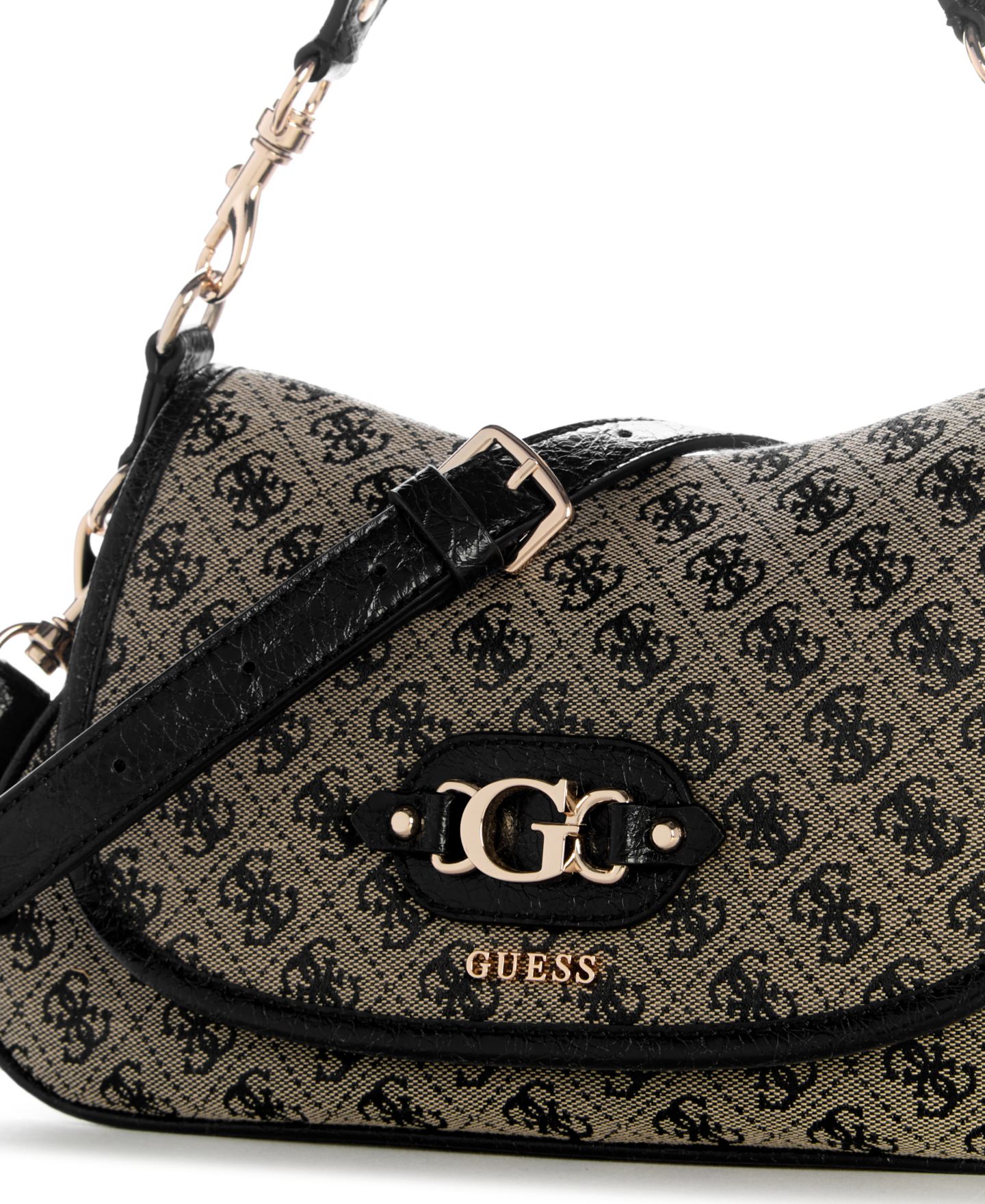 Женская сумка GUESS Samantha Small Flap Shoulder Handbag, цвет: Чёрный — фото 4