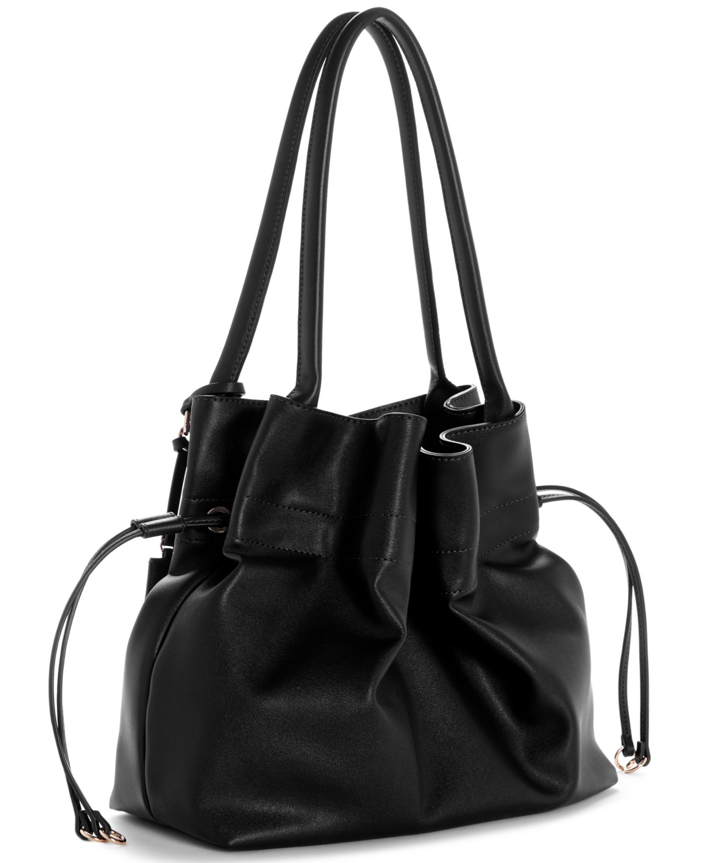 Женская сумка GUESS Karima Medium Drawstring Tote Handbag, цвет: Чёрный — фото 2