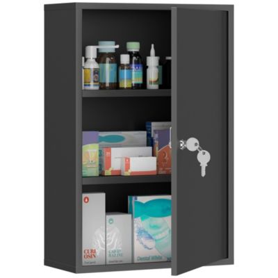Medical Cabinet with Lock and 3 Tier Shelves, 15.7" x 7.1" x 23.6"
