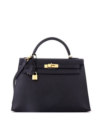 Kelly 32 Handbag Black Epsom with Gold Hardware