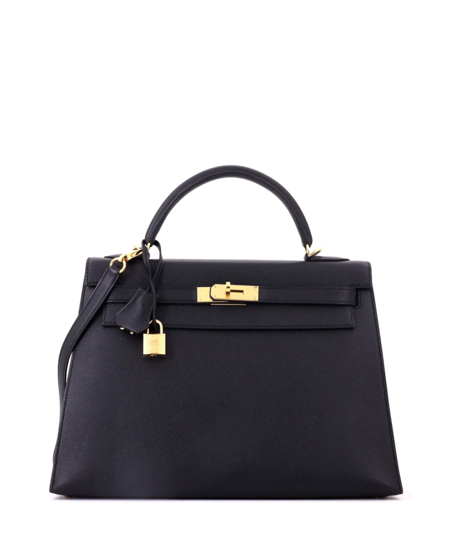 Kelly 32 Handbag Black Epsom with Gold Hardware