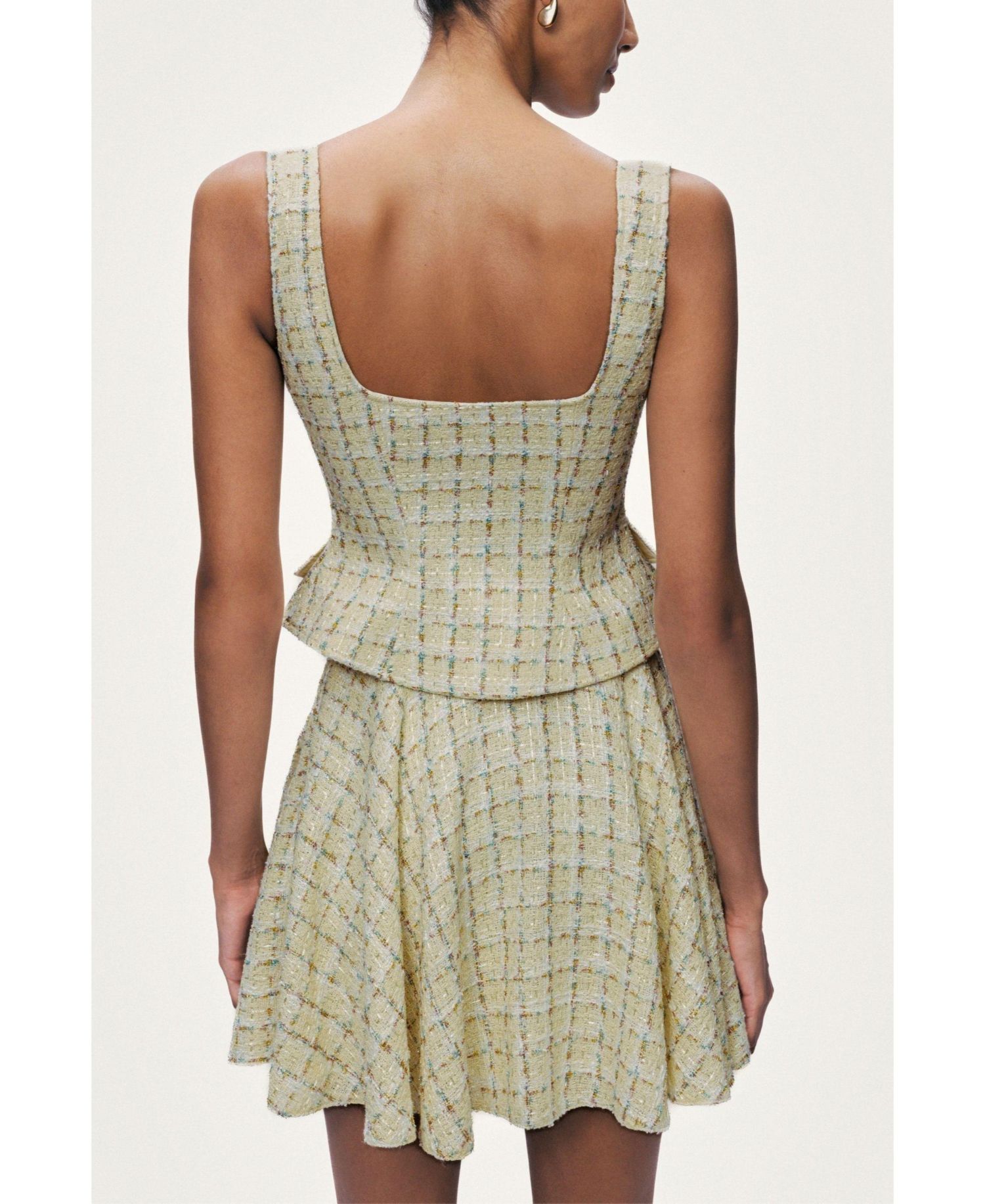 Women's Button Accessory Tweed Bustier