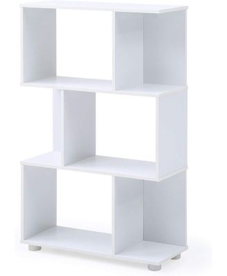 Modern Staggered 3-Shelf Bookcase Simple Stylish Household Electronic Product Decor Storage Display Rack