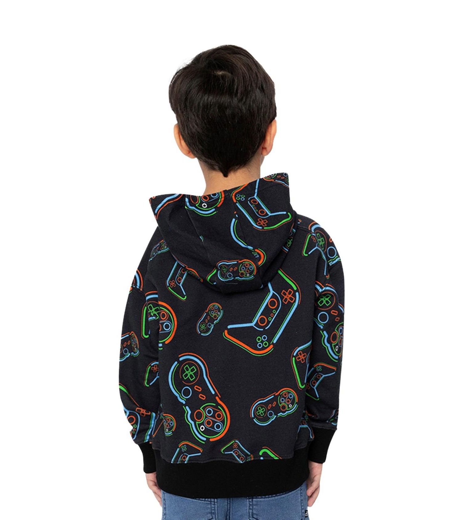 Little and Big Boy (6-12) Fleece Hooded Sweatshirt Printed Controller