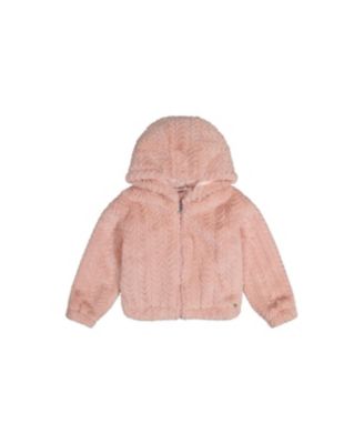 Toddler Girl (2-5) Faux Fur Hooded Cardigan Pink