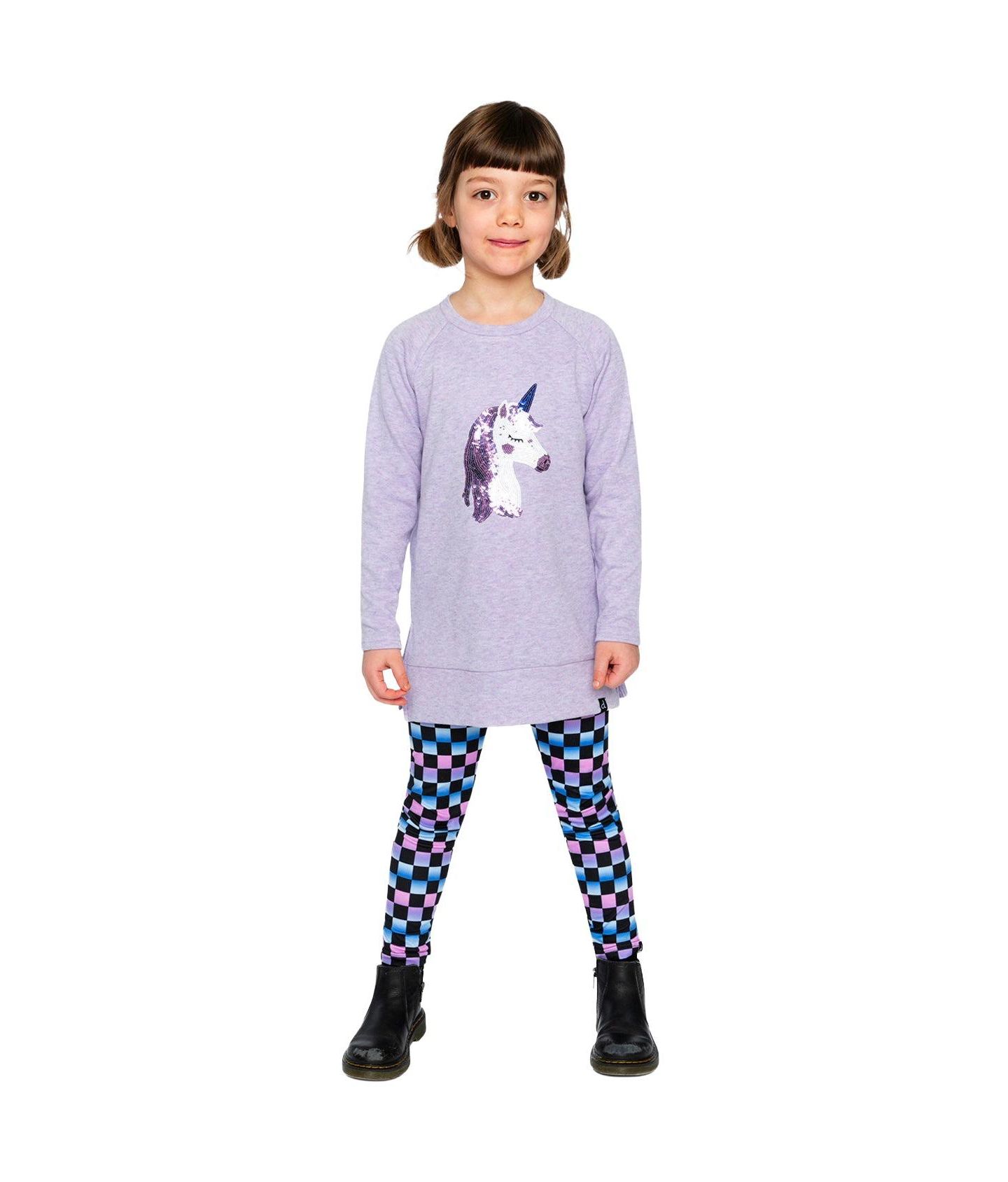 Леггинсы Deux par Deux Leggings Checkered Print для девочек, цвет: Чёрный с принтом — фото 6