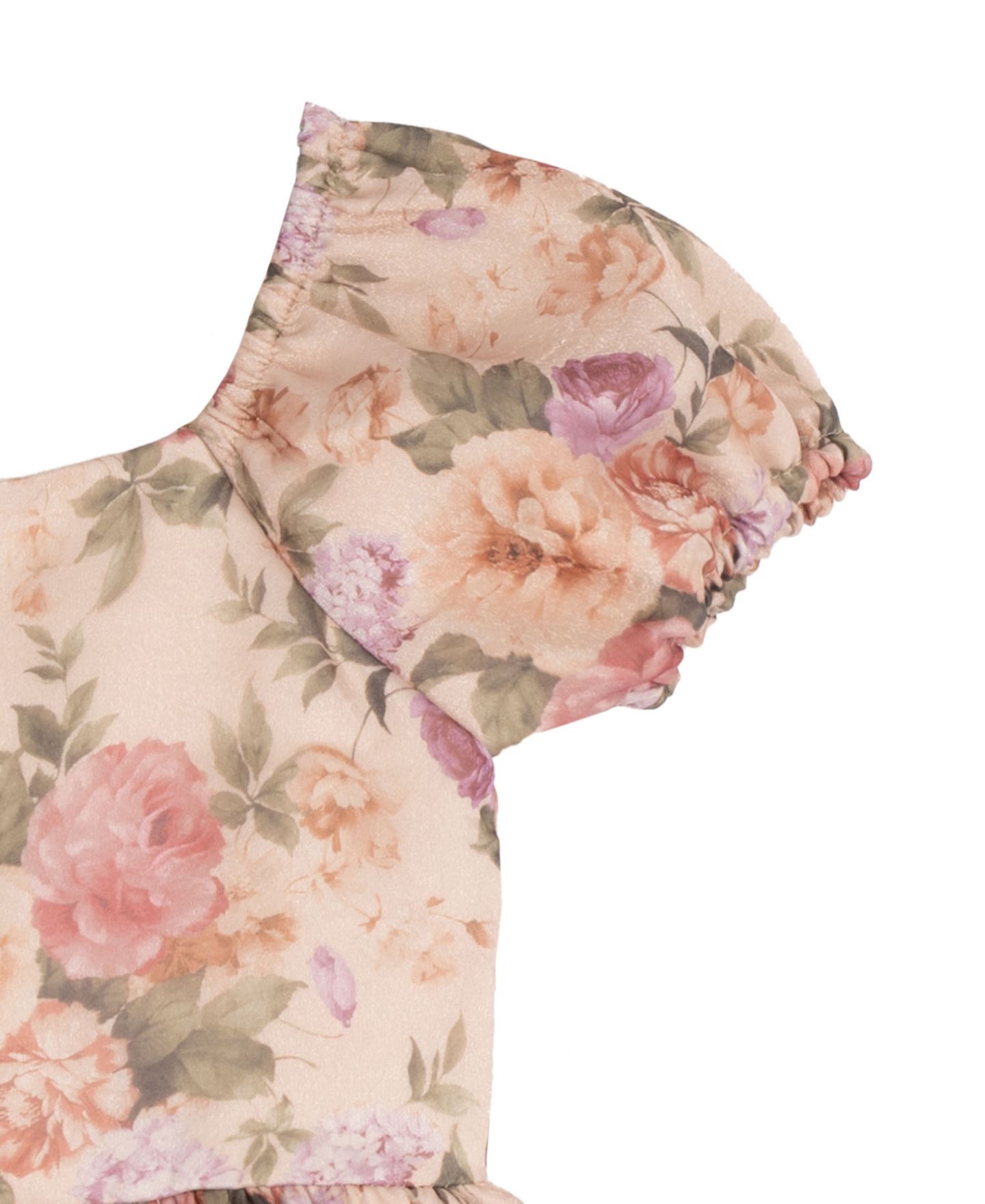Платье Rare Editions Floral Print Shimmer Organza Puff Sleeve Dress для девочек, цвет: Серо-коричневый — фото 6