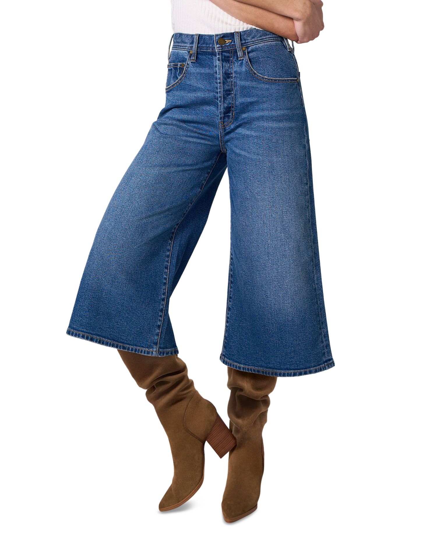 Women's Claire High-Rise Culotte Cropped Denim Pants