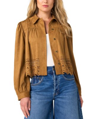 Women's Puff-Sleeve Laser Cut Hem Jacket