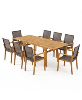 9-Piece Expandable Outdoor Dining Set for Deck and Garden