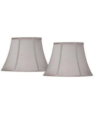 Set of 2 Oval Lamp Shades Deep at Bottom 10.5" High Spider Harp Finial