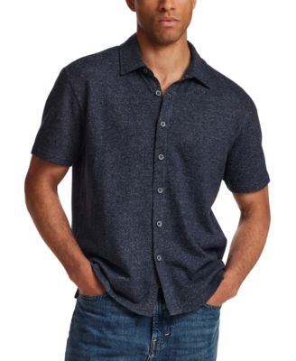 Mens' Speckled Coatfront Knit Short-Sleeve Shirt
