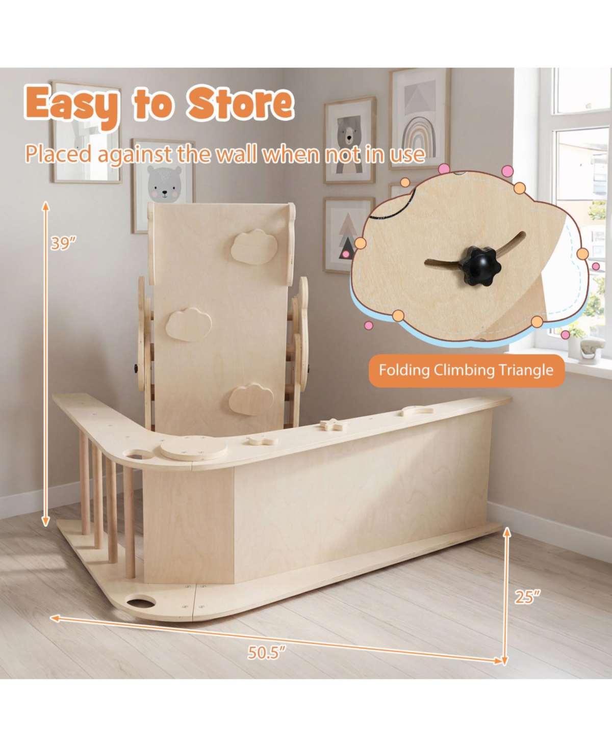 Slickblue Foldable Wooden Climbing Toys Set with Panda Theme for Toddlers