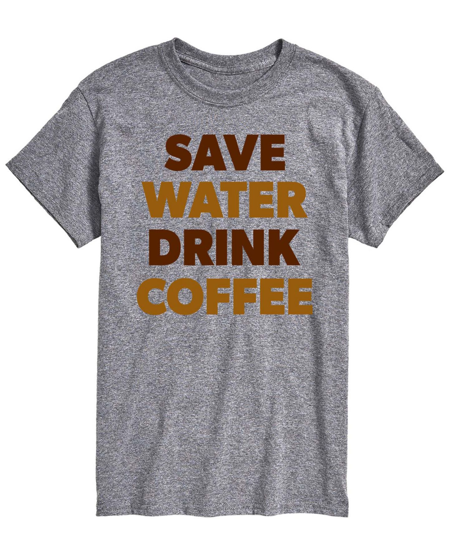 Мужская футболка AIRWAVES Save Water Drink Coffee Short-Sleeve Graphic, цвет: Меланжевый — фото 1