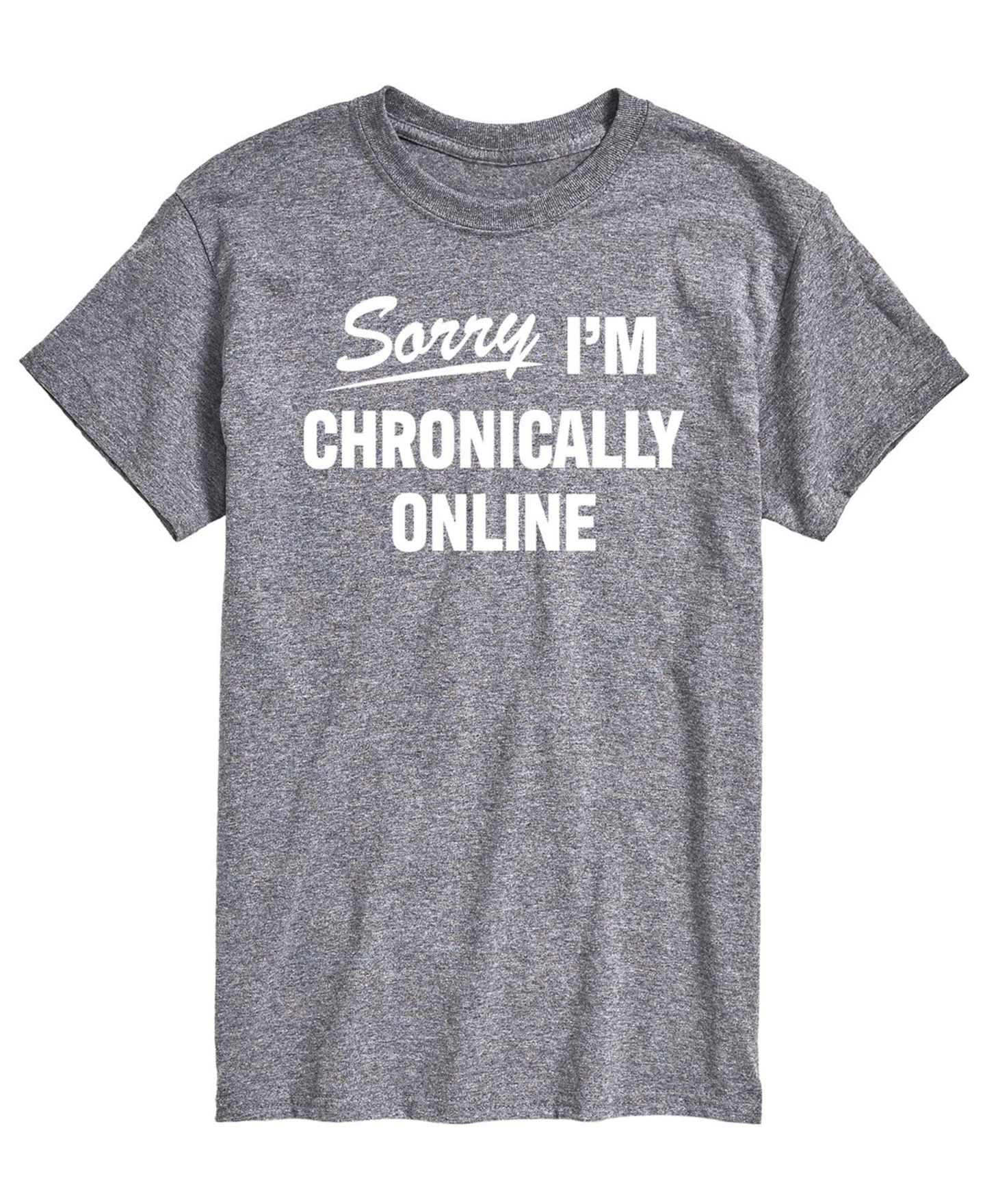 Мужская футболка AIRWAVES Sorry Im Chronically Online Short-Sleeve Graphic, цвет: Меланжевый — фото 1