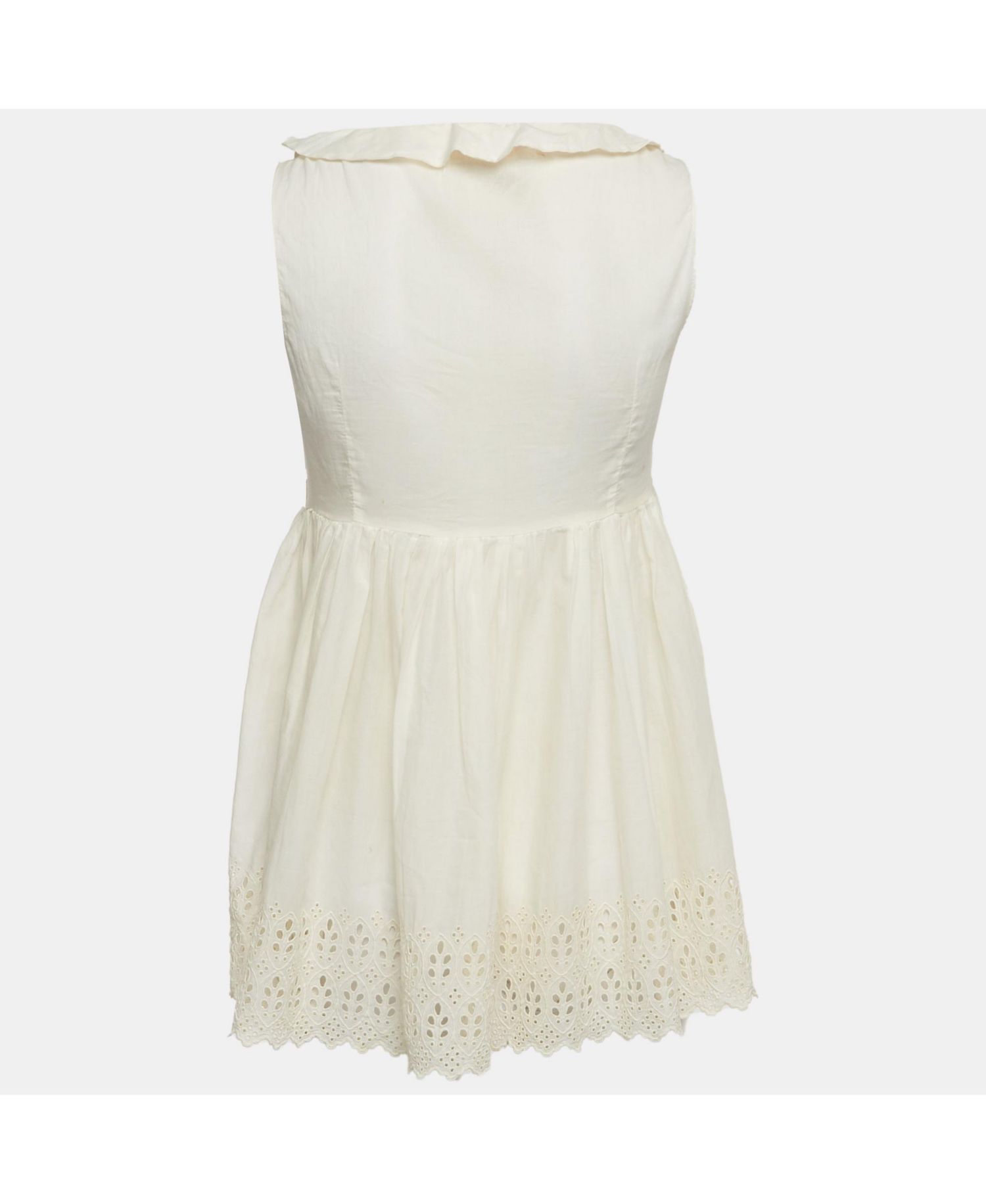 Women's Cotton Adjustable Ruffle Neck Mini Dress