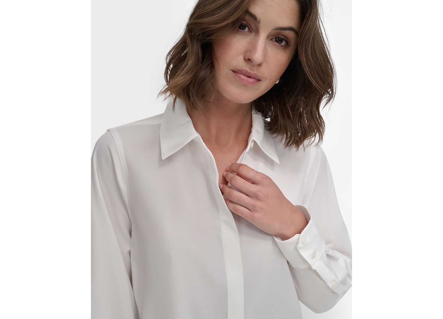 Petite Button-Front Blouse
